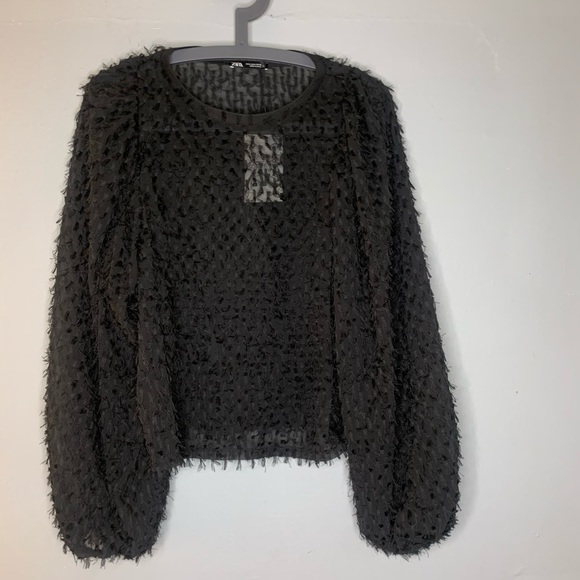 Zara sheer ballon sleeve top size S - Picture 2 of 7
